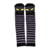 MONSTER FACE MINI STRIPE SOCK (PURPLE/BLACK)