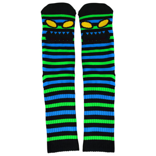 MONSTER FACE MINI STRIPE SOCK (NEON GREEN)