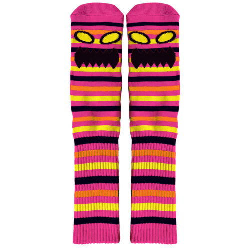 MONSTER FACE MINI STRIPE SOCK (NEON PINK)